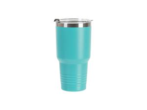 Laserable Blanks 30oz/900ml Powder Coated Ringneck Grip SS Tumbler with Straw(Mint Green)