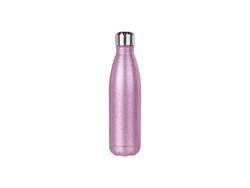 17oz/500ml Glitter Stainless Steel Cola Shaped Bottle(Laserable,Pink)