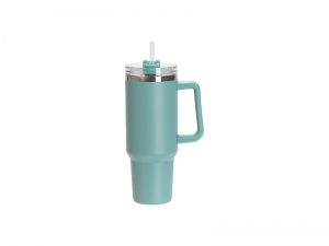 Enraving Blanks 40oz/1200ml Powder Coated Stainless Steel Travel Tumbler with Lid &amp; Straw(Mint Green)