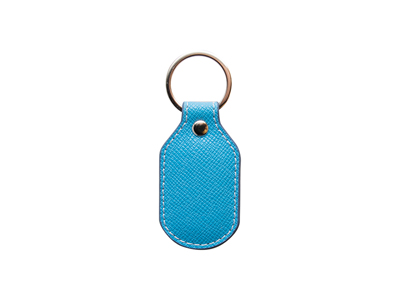 Laser Engraving PU Leather Keychain(Barrel,Light Blue)