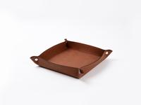 Engraving Leather Tray(Brown/Black, 20*20cm)