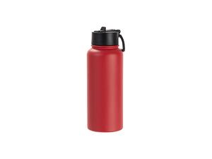 Laserable Blanks 32oz/950ml Powder Coated SS Flask w/ Portable Lid(Red)