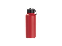 Engraving Blanks 32oz/950ml Powder Coated SS Flask w/ Portable Lid(Red)