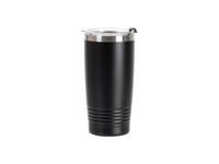 Laserable Blanks 20OZ/600ml Powder Coated SS Tumbler with Ringneck Grip(Black)