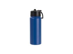 Engraving Blanks 18oz/550ml Powder Coated SS Flask w/ Wide Mouth Straw Lid &amp; Rotating Handle((Royal Blue)