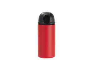 Laserable Blanks 12oz/360ml Powder Coated Kids SS Bottle with Silicon Straw&amp;Black Lid(Red)