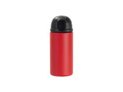 Engraving Blanks 12oz/360ml Powder Coated Kids SS Bottle with Silicon Straw&amp;Black Lid(Red)