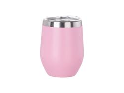 12oz/360ml Powder Coated Stainless Steel Stemless Wine Cup(Pink)
