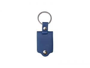 Sublimation Keychain with Engraved Leather Cover(3.5*7.5cm, Dark Blue)