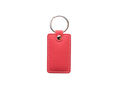 Laser Engraving PU Leather Keychain(Rect,Red)