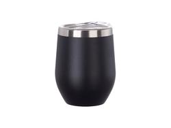 12oz/360ml Powder Coated Stainless Steel Stemless Wine Cup(Black)