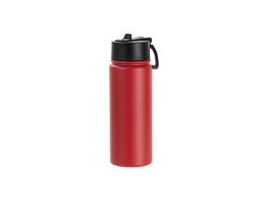Laserable Blanks 18oz/550ml Powder Coated SS Flask w/ Portable Lid(Red)