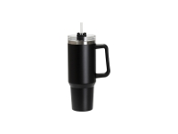 Enraving Blanks 40oz/1200ml Powder Coated Stainless Steel Travel Tumbler with Lid & Straw(Black)
