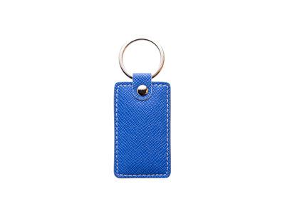 Laser Engraving PU Leather Keychain(Rect,Blue)