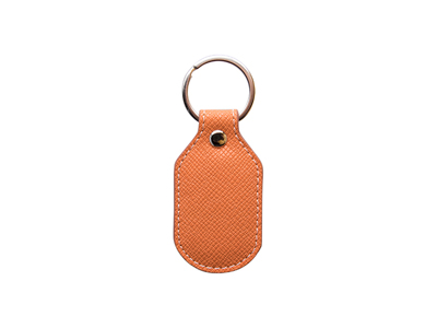 Laser Engraving PU Leather Keychain(Barrel,Orange)