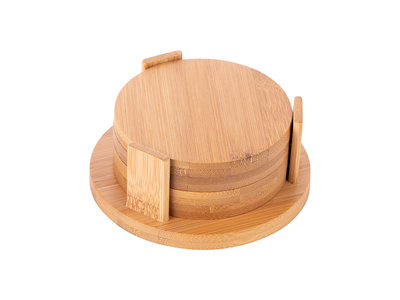 4pcs Round Bamboo Coaster Set(9.5cm)