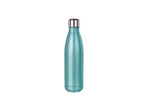 17oz/500ml Glitter Stainless Steel Cola Shaped Bottle(Laserable,Light Blue)