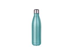 17oz/500ml Glitter Stainless Steel Cola Shaped Bottle(Laserable,Light Blue)