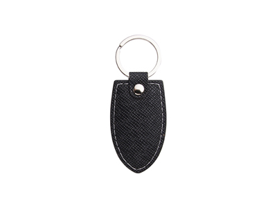 Laser Engraving PU Leather Keychain(Shield,Black)