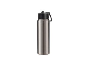 Laserable Blanks 22oz/650ml SS Flask w/ Wide Mouth Straw Lid &amp; Rotating Handle((Silver)