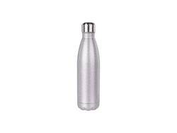 17oz/500ml Glitter Stainless Steel Cola Shaped Bottle(Laserable,Silver)