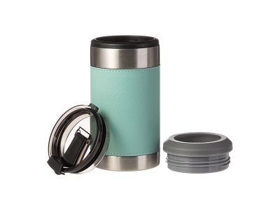 Laserable Blanks 12oz/350ml 4 in 1 PU Leather Sleeve SS Can Cooler(Mint Green/Black)