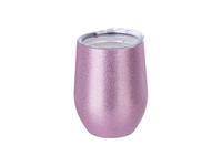 12oz/360ml Laserable Stainless Steel Stemless Glitter Cup w/  Slide Lid(Pink)