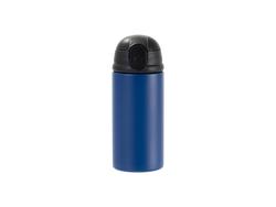 Engraving Blanks 12oz/360ml Powder Coated Kids SS Bottle with Silicon Straw&amp;Black Lid(Royal Blue)