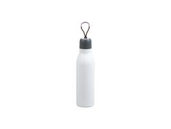 16oz/500ml Powder Coated Stainless Steel Sports Bottle w/ Portable String (White)