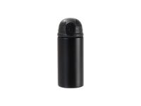 Laserable Blanks 12oz/360ml Powder Coated Kids SS Bottle with Silicon Straw&Black Lid(Black)