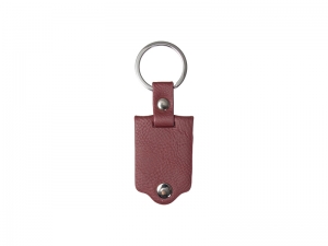 Sublimation Keychain with Engraved Leather Cover(3.5*7.5cm, Maroon)