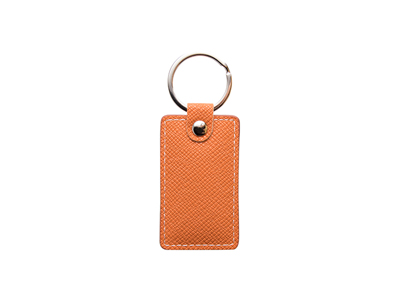 Laser Engraving PU Leather Keychain(Rect,Orange)