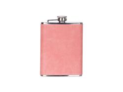 8oz/240ml Stainless Steel Flask with PU Cover(Pink)