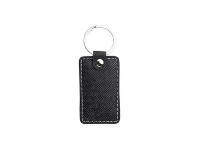 Laser Engraving PU Leather Keychain(Rect,Black)