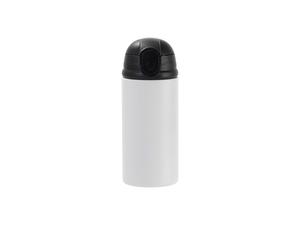 Laserable Blanks 12oz/360ml Powder Coated Kids SS Bottle with Silicon Straw&amp;Black Lid(White)