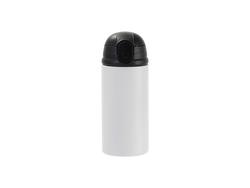 Engraving Blanks 12oz/360ml Powder Coated Kids SS Bottle with Silicon Straw&amp;Black Lid(White)