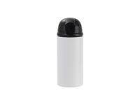 Laserable Blanks 12oz/360ml Powder Coated Kids SS Bottle with Silicon Straw&Black Lid(White)
