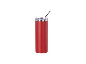 Laserable Blanks 20oz/600ml Powder Coated SS  Tumbler with Straw &amp; Waterproof Flip Lid(Red)