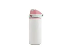 18oz/550ml Powder Coated Stainless Steel Bottle w/ Pop Lid (White)