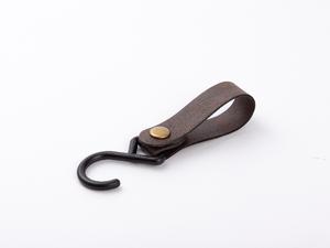 Engraving Leather Bag Hanger (Dark Brown/Black, 2*12cm)