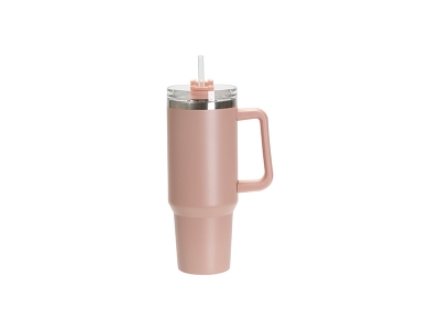 Enraving Blanks 40oz/1200ml Powder Coated Stainless Steel Travel Tumbler with Lid &amp; Straw(Pink)