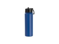Laserable Blanks 22oz/650ml Powder Coated SS Flask w/ Wide Mouth Straw Lid & Rotating Handle((Royal Blue)