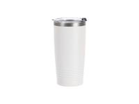 Laserable Blanks 20OZ/600ml Powder Coated SS Tumbler with Ringneck Grip(White)