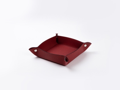 Engraving Leather Tray(Red/Black, 20*20cm)
