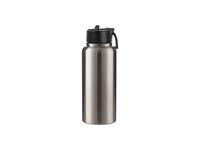 Laserable Blanks 32oz/950ml SS Flask w/ Wide Mouth Straw Lid & Rotating Handle((Silver)