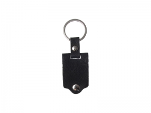 Sublimation Keychain with Engraved Leather Cover(3.5*7.5cm, Black)