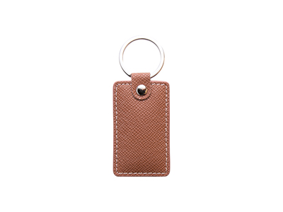 Laser Engraving PU Leather Keychain(Rect,Brown)