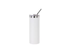 Laserable Blanks 20oz/600ml Powder Coated SS  Tumbler with Straw &amp; Waterproof Flip Lid(White)