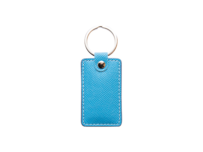 Laser Engraving PU Leather Keychain(Rect,Light Blue)