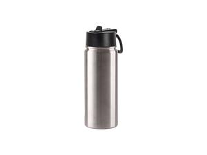 Laserable Blanks 18oz/550ml SS Flask w/ Wide Mouth Straw Lid &amp; Rotating Handle((Silver)